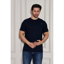 Erkek Jeuss Oysho Kumaş Sıfır Yaka Lacivert Tshirt