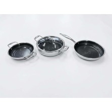 Mehtap Profesyonel Hibrit Paslanmaz Çelik Tencere Set, 3x Seramik Kaplama 24 Karnıyarık-24 Tava-20 Sahan