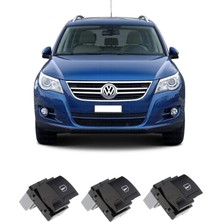 CME PARTS Vw Volkswagen Tiguan 2008-2015 Uyumlu Sağ Ön + Arka Yolcu Cam Açma Anahtarı Düğmesi Siyah 3 Adet 7L6959855B