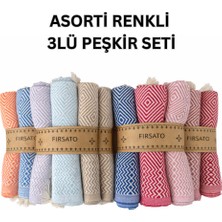 Fırsato %100 Pamuklu 3`lü Set Kristal Desenli Peşkir & Hızlı Kuruyan El-Baş Havlusu (45X90 Cm) Asorti Renkli