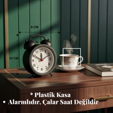 İki Yedi Konsept Vonmoss Siyah Masa Saati Dekoratif Alarmlı Saat Çalar Saat Görünümlü Minimal Tasarım Ofis Aksesuarı