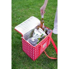 Özbience Yalıtımlı Büyük Boy Piknik ve Plaj Çantası, Kırmızı, 35X20-24.9 cm