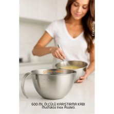 Pileli Store Inox Çelik Profesyonel Ölçülü Arıştırma Kabı -600 ml Sos & Hazırlık Şefi Serisi