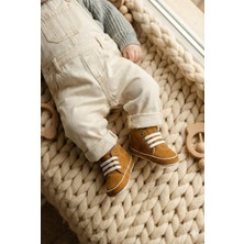 Numix Baby Kids Organik Pamuk Astarlı, Bebek Ilk Adım Ayakkabısı, Bağacıklı ,içi Kürklü, Kaymaz Taban, Patik-Pand