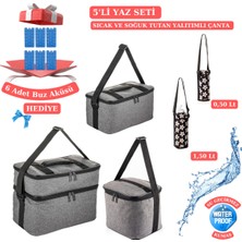 Özbience 5'li Yaz Seti: Soğutucu Termos ve Yalıtımlı Piknik Çantası