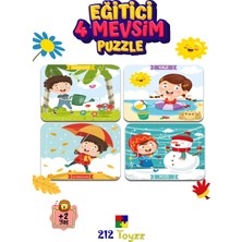 Ahşap Öğretici Eğitici Renkli Sök Tak Renkli 4 Mevsim Puzzle