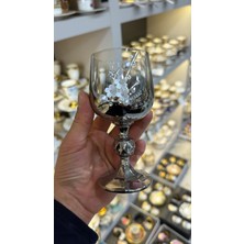 Nazan Home 6 Kişilik Bohemia Kristal Gümüş Incili Ayaklı Kahve Yanı Su Bardağı