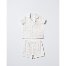 Hafy Baby Ayıcık Desenli, Gömlek Yaka, Unisex Bebek/ Çocuk Şortlu Pijama Takımı