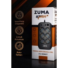 Art&Gift Zuma Termal Akım Korumalı 6 Soket 2 Metre Priz Açma Kapama Tuşlu Çocuk Korumalı Siyah