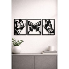 Leerybee 3’lü Kelebek 3D Duvar Dekoru 45X20 cm – Modern Minimalist Salon Duvar Süsü – Dekoratif Tablo Seti