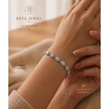 Zeta Jewel 925 Ayar Gümüş Beyaz Damla Taşlı Bileklik Şık Zarif Tasarım Hediye Kutulu 21 cm