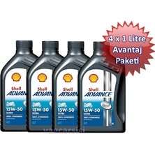 Shell Advance 4t Ultra 15W50 4x1 Litre Avantaj Paketi - 0781387029524