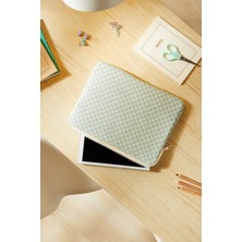 Ocean Home Textile Su Itici Leke Tutmaz Mint Dama Desen Tablet Taşıma Çantası / Kılıfı 32.5 x 24 x 2 cm