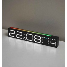 Monozone Dijital LED Masa Saati (Ses Ritim Sensörlü) Rgb Işıklı Alarm Saat Müzikle Senkron Dekoratif Gece Lambası