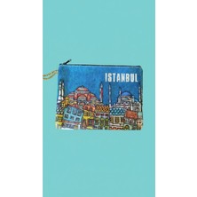 Kadife Istanbu Temalı El Çantası 21*16 cm