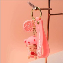 GiftPoint Neesa Sevimli Mini Uyuyan Melek Bebek Pembe Silikon Anahtarlık ve Çanta Aksesuarı