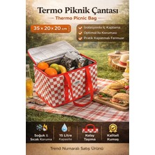 Özbience Katlanabilir Termal Piknik Çantası, Kırmızı Pötikare, 15 Lt
