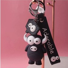 GiftPoint Neesa Sevimli Mini Siyah Boğa Silikon Anahtarlık ve Çanta Aksesuarı