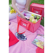 Özbience 2'li Yalıtımlı Termal Piknik Çantası Kırmızı Pötikare, 35X20X20 cm