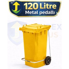 PremiumPort 120 Litre Dayanıklı Metal Pedallı Plastik Çöp Konteyneri