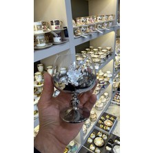 Nazan Home 6 Kişilik Bohemia Kristal Gümüş Incili Ayaklı Kahve Yanı Su Bardağı