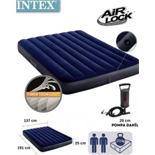 intex Çift Kişilik Şişme Yatak, Kamp ve Ev Için Konforlu Yatak 191X137X25 cm