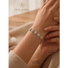 Zeta Jewel 925 Ayar Gümüş Çiçek Motifli Taşlı Kadın Bileklik -Zarif ve Modern Tasarım