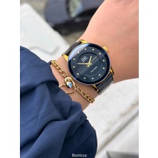 Q&Q 40 mm Kasa , 24 Ay Garantili, Su Geçirmez, Siyah Deri Kordon Kadın Kolsaati+Bileklik