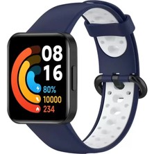 Najmaddin Newface Xiaomi Redmi Watch 2 Spor Delikli Kordon - Lacivert-Beyaz Najmaddin Markaon