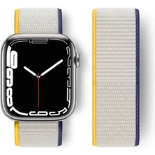 Najmaddin Newface Apple Watch 38MM Hasırlı Cırtcırtlı Kordon - Sarı-Beyaz Najmaddin Markaon