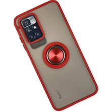 Najmaddin Newface Xiaomi Redmi 10 2022 Kılıf Montreal Yüzüklü Silikon Kapak - Kırmızı Najmad