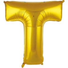 Deniz Parti T Harfi Altın Folyo Balon 34"- 76 cm