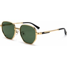 Toz Vintage Lipento Gold Metal Çerçeveli Yeşil Camlı   Vintage Retro Güneş Gözlüğü
