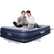 Bestway Yüksek Konforlu Çift Kişilik Şişme Yatak, Kendinden Pompalı, 46CM, 3 Katlı