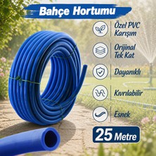 Badem10 Süper Mavi Kauçuklu Bahçe Hortumu 25 Metre Ekstra Kalın Sağlam Su Sulama Yıkama Hortum 12.5 mm 1/2"