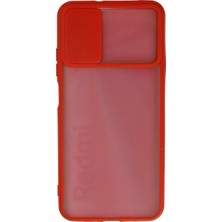 Najmaddin Newface Xiaomi Redmi 9t Kılıf Palm Buzlu Kamera Sürgülü Silikon - Kırmızı Najmaddi