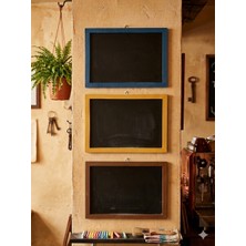 Veo Store Retro Kafe Tipi 3'lü Set Tebeşir Tahtası - Renkli Ahşap Çerçeveli Yazı Panosu 30X45 cm