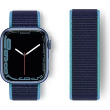 Najmaddin Newface Apple Watch 38MM Hasırlı Cırtcırtlı Kordon - Mavi-Lacivert Najmaddin Markaon