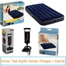 intex Konforlu Tek Kişilik Şişme Yatak Seti + Pompa ve Yastık Içeriği
