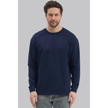 Mencod 5615 Erkek Uzun Kollu Basic T-Shirt %100 Pamuk Regular Fit Bisiklet Yaka Sweat