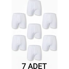 7 Adet Beyaz %100 Pamuk Rahat Kesim Erkek Paçalı Külot Boxer