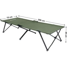 Özbience Yetişkin Kamp Yatağı, 260 kg Taşıma Kapasitesi, 206X45X75 Cm, Yeşil