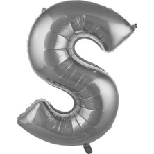 Deniz Parti S Harfi Gümüş Folyo Balon 34"- 76 cm