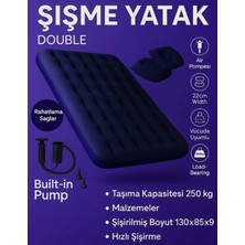 Özbience Konforlu Çift Kişilik Şişme Yatak ve Yastık Seti, Pompa ile Hızlı Şişirme