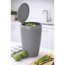PremiumPort Şık Gri 6 Lt Banyo ve Mutfak Tezgah Üstü Çöp Kovası