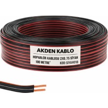 Akden Kablo 2X0,75MM Siyah Kordon Kablo 48 Tel Tam Kesit 100 Metre