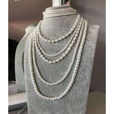 Zey Parıltı Beyaz Çoklu Inci Kolye