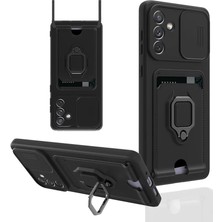 Najmaddin Newface Samsung Galaxy A04S Kılıf Zuma Kartvizitli Yüzüklü Silikon - Siyah Najmaddin