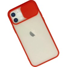 Najmaddin Newface iPhone 12 Kılıf Palm Buzlu Kamera Sürgülü Silikon - Kırmızı Najmaddin Mark