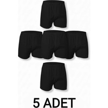 5 Adet Siyah %100 Pamuk Rahat Kesim Erkek Paçalı Külot Boxer